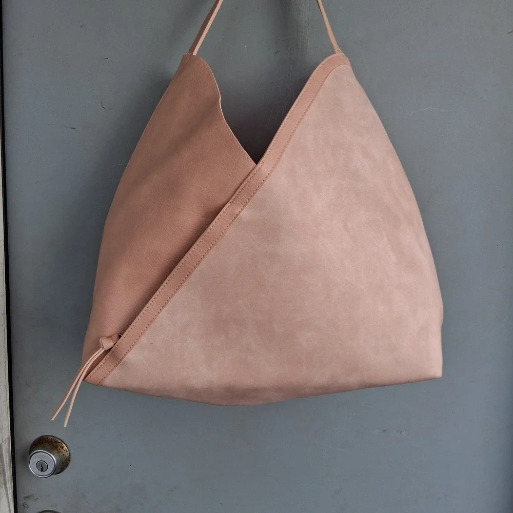Puzzle Bag Ulta Vegan Leather Blush Pink Tote Zip Pouch Shoulder EUC